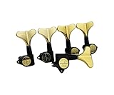 Guyker Afinadores de guitarra y bajo (3R + 2L) – Cabezal de relación 1:17 sellado, negro y dorado