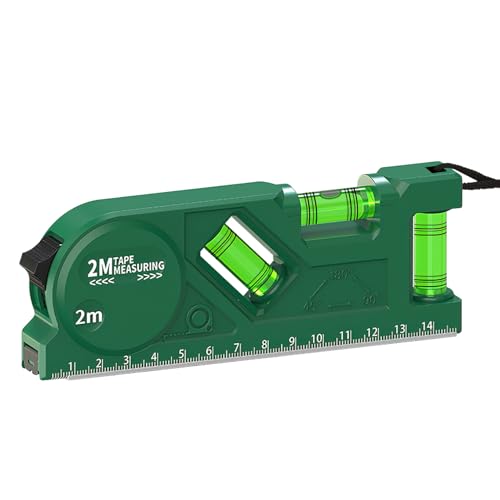3 in 1 Magnetisch Wasserwaage 150 mm, Grün Wasserwage mit 3 Libellen 45°/90°/180°, mit 2 m Bandmaß, aus ABS-Gehäuse, für Schreiner-, Dekorations- und Installationsaufmaß (Grün) 3 in 1 Magnetisch Wasserwaage 150 mm, Grün Wasserwage mit 3 Libellen 45°/90°/180°, mit 2 m Bandmaß, aus ABS-Gehäuse, für Schreiner-, Dekorations- und Installationsaufmaß (Grün)