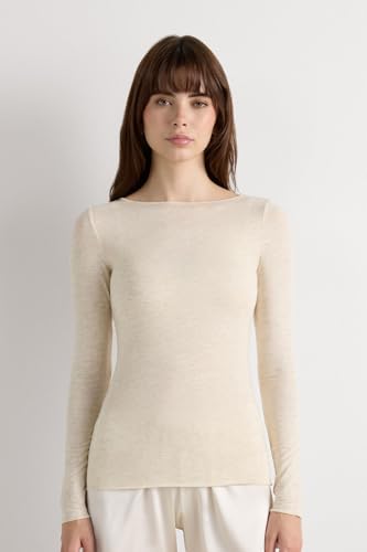 Woman's Crewneck Top in Modal Light with Cashmere Lamé2