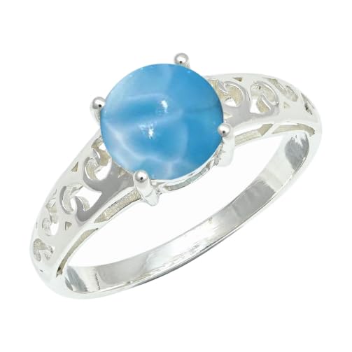 Bague en argent sterling 925 sertie de larimar pour vos looks de tous les jours