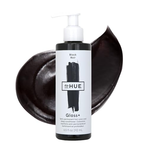 dpHUE Gloss+, Black - 6.5 oz - Semi-Permanent Hair Color & Conditioner - Paraben, SLS & SLES Sulfate Free - Vegan, Leaping Bunny Certified