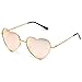 WearMe Pro Women Metal Heart Frame Mirror Lens Cupid Heartshape Sunglasses (Mirror Pink Lens, 55)