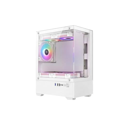 Image of Gaming Cabinet with 5 x 120mm LED Fans | Front & Side Tempered Glass Panel | 240 /120mm AIO Cooler Compatible | USB 3.0 + 2 x USB Ports | HD Audio | White