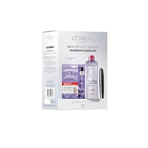 L’Oreal Paris Beauty Like a Boss Giftset, Skincare Routine Powered by Hyaluronic Acid; Micellar Water + Replumping Tissue Mask + Mega Volume 24hour Collagen Mascara, Prep & Glow Everyday