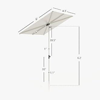 Grand patio 6x4 FT Balcony Umbrella, 360° Roating Rectangular Tilt Parasol UV 50+ Powder-coated Steel Pole Outdoor Umbrella for Apartment, Patio, Beige