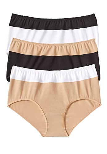Comfort Choice Plus Size Full Coverage Stretch Cotton Color Block Brief 3-Pack