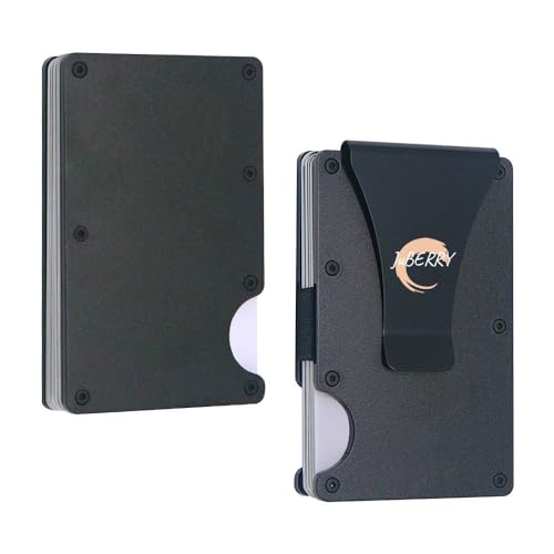 JuBerry Slim Wallet- minimalistische Herren Brieftasche - Kartenetui mit RFID-Schutz und Clip für Geldscheine-edel aus Alumiunium und Metall Geldbörse für Damen und Herren