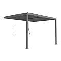 BPS 13 x 10 ft. Outdoor Aluminum Wall Mounted Louvered Pergola Waterproof Gazebo Sun Shade Shelter with 2 Adjustable Rainproof Panels for Patio, Garden, Backyard Lawn & Garden - Dark Gray