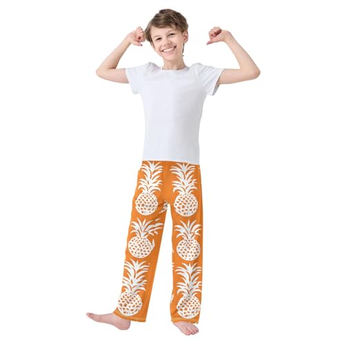 White Pineapple Orange Pajama Pants Long Sleep Pant Soft PJ Bottoms Sleepwear2