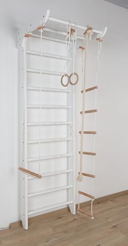SportBaby Turnwand, Sprossenwand Kinder-2-240-Weiß Klettergerüst, Holz,...
