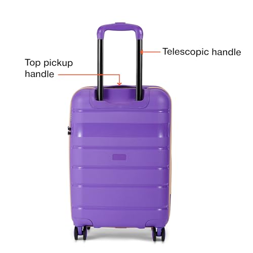 Image of Nasher Miles Jupiter Hard-Sided Polypropylene Cabin Luggage 20 inch | 55cm | 8 Wheels Small Trolley Bag for Travel | Suitcase (Purple)