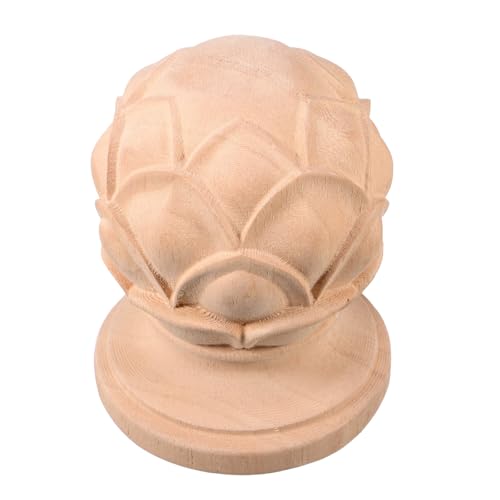 KICHOUSE Embout d'Escalier en Bois Massif Sculpté Ornement Boule de Poteau pour Rampe Intérieure Installation Facile pour Rénovation et Décoration...