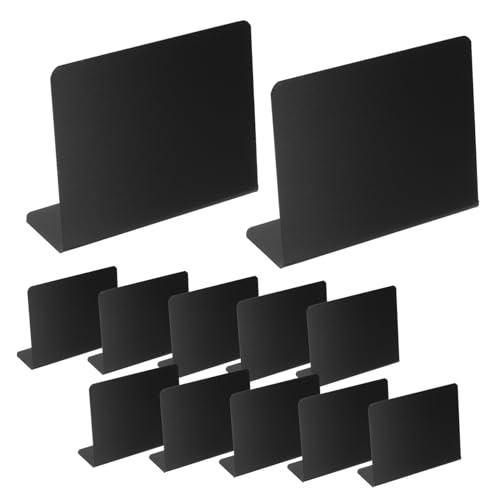 POPETPOP 12 piezas Mini Pizarra Negra para Mesa Lateral Estable Pizarra de Tiza Borrable para Etiquetas de Comida Buffet Fiesta
