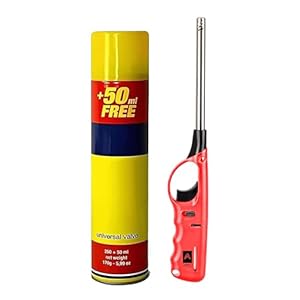 Aspect Refillable BBQ Lighter With 300ml Clipper Gas – Adjustable Flame, Multi-Use for Kitchen, BBQ, Candles, Camping (Set of 2)