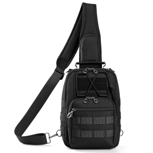 VADOO Tactical Sling Backpack, Unisex Crossbody Bag with Anti-Theft Zipper