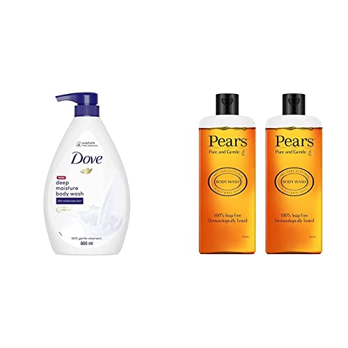 Image of Dove Deeply Nourishing Body Wash, 800 ml And Pears Pure & Gentle Shower Gel, 250 ml (Pack of 2)