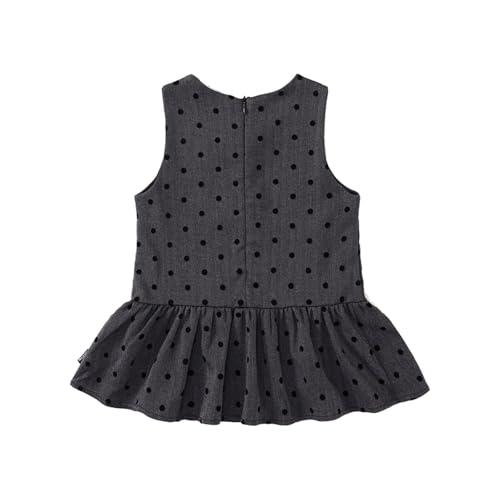 Toddler Girl Crewneck Sleeveless Princess Dress Polka Dot Peplum Hem Dresses3