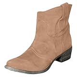Suede Ankle Boots for Women Western Cowboy Ankle Booties Low Heel Suede Chunky Heel Ankle Round Toe Short Boots Comfortable Warm Fall Winter Shoes Slip On Fashion Retro Classic Booties
