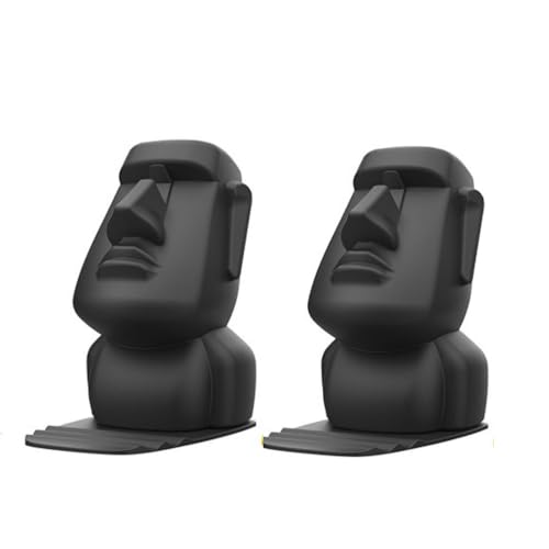 MAXYA モアイ像 眼鏡スタンド 眼鏡ホルダー デスク用メガネホルダー 眼鏡 置き スマホスタンド メガネ置き 面白い 置物 貯金箱 インテリア 雑貨 (ブラック2個セット)