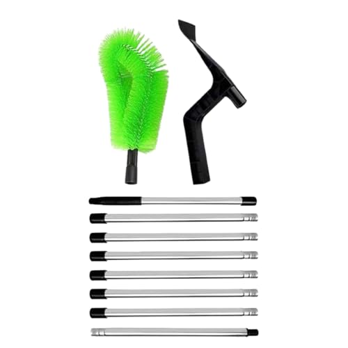 Herramientas De Limpieza De Canalones, Con Pala Para Hojas Y Cabezal De Cepillo Flexible, 320 Cm, Limpiador De Canales Con Poste De 9 Secciones, Removedor De Escombros De Jardín, Durabilidad Y