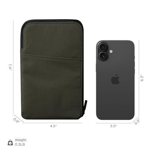 ALPAKA Green Zip Travel Wallet - Store Your Travel Accessories Efficiently - 3 Internal Pockets For Your Passport and More - 2 Card Slot - Recycled and RFID-Protective Material