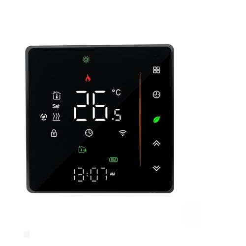 YQVEOT Termostato Inteligente Controlador de Temperatura de termostato Inteligente WiFi for electrónica/Agua/Caldera de Gas Funciona de Calentamiento por Tierra(Nero,GA Water Heating)
