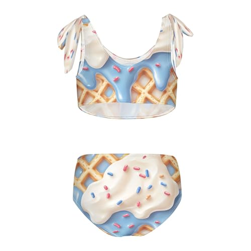 Boccsty Milk Red Coral White Ice Cream Girls Tankini Swimsuit Kids Bikini Sets 2 Pcs Bathing Suit 3T2