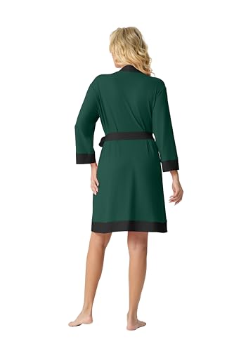 Image of PrinStory Womens Robe Knit Kimono Bathrobe Lightweight Soft Sleepwear Knee Length Lounge Robes