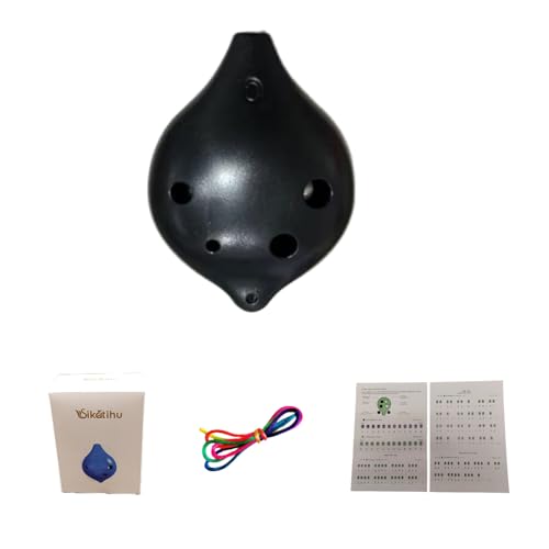 SIKATIHU 6 Hole Ocarina C Key Plastic Ocarina Music Instrument for beginner Best Gift (Black)