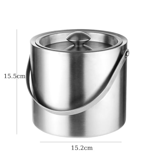 Isolierter Eiskübel mit Deckel & Zange, 2L Edelstahl Weinkühler für Partys und Bars, hält Getränke länger kalt, ideal für Cocktails und Unterhaltung