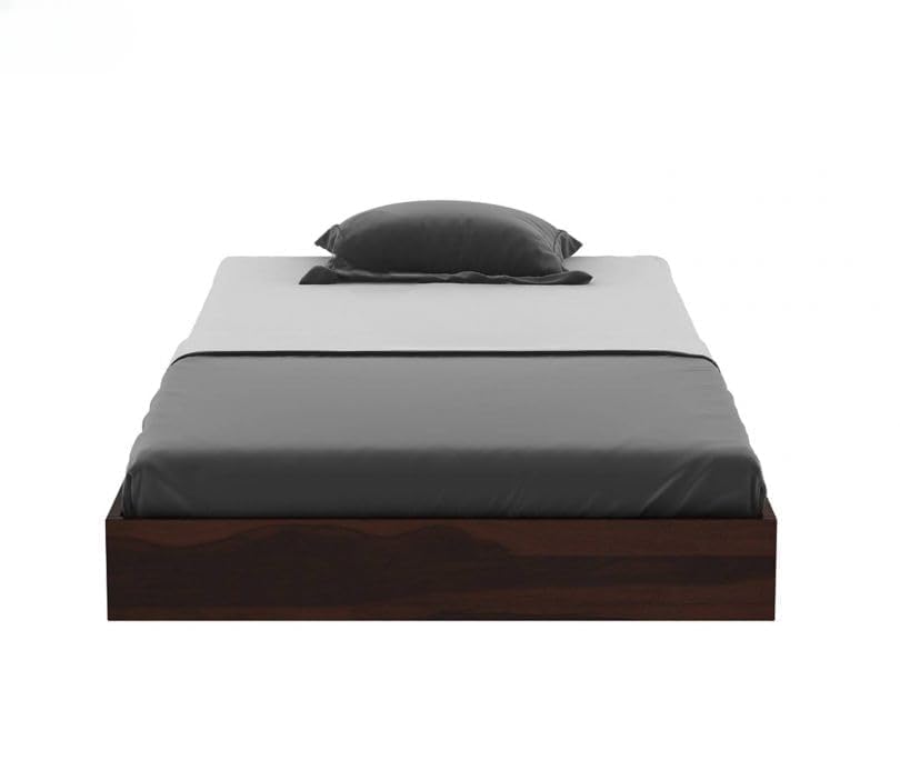 Image of Solid Sheesham Wood Bed 6X4 Single Bed Without Storage for Bedroom - Single Cot Wooden BedSingle Size for Living Room Guest Room - 12 Month Warranty (Alina, Walnut)