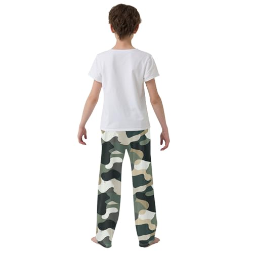Boys' Pants Trendy Deep Green Camo Long Bottoms Jogger Pants Elastic Waist Trousers with Pockets S-XL3