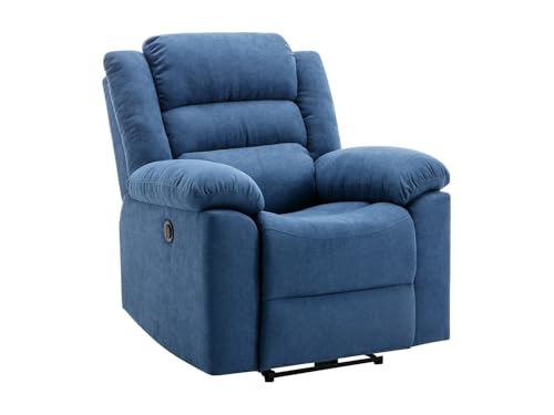 Vente-unique - Fauteuil Relax électrique en Tissu Bleu BUROLO - Inclinable