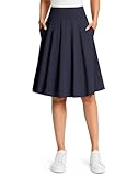 Viodia 24' Knee Length Long Skorts for Women Dressy Casual Midi Summer Travel Skort Modest Stretchy Skirts with Pockets Navy
