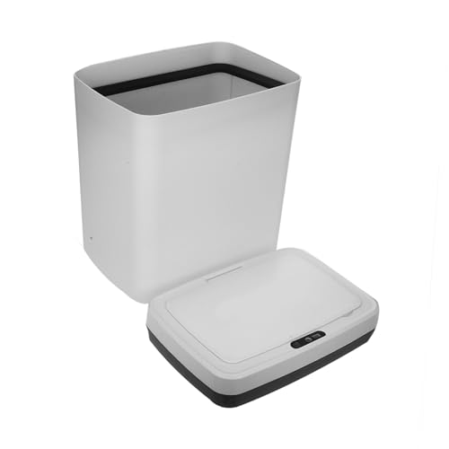 Bote de basura automático sin contacto con sensor blanco rectangular