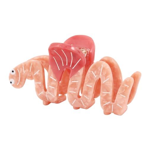Personalised Acetate Smiley Face Pink Worm Hair Claw Clip for Women Girls Gift 1 Piece