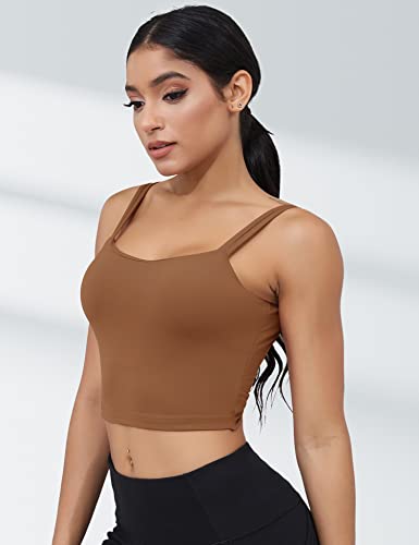 Image of LUYAA Womens Workout Sports Bras Backless Padded Yoga Tank Tops Crop Twist Low Back Cami Bra for Gym