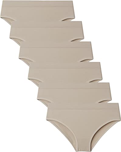 Areke Womens Bikini Panties Seamless Underwear, Soft Stretch Cheekini Hipster Briefs 6 Pack (XL, Nude)