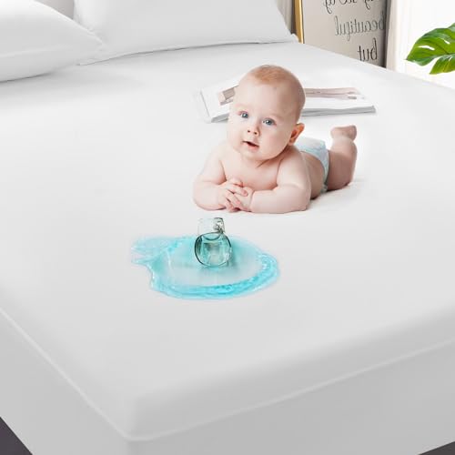 Image of GRT 2 Pack 100% Waterproof Mattress Protector Cal King Size, Breathable & Noiseless Waterproof Mattress Cover Fitted Deep Pocket from 5 inch to 21 inch, Smooth Washable Cal King Bed Protector - Vinyl Free