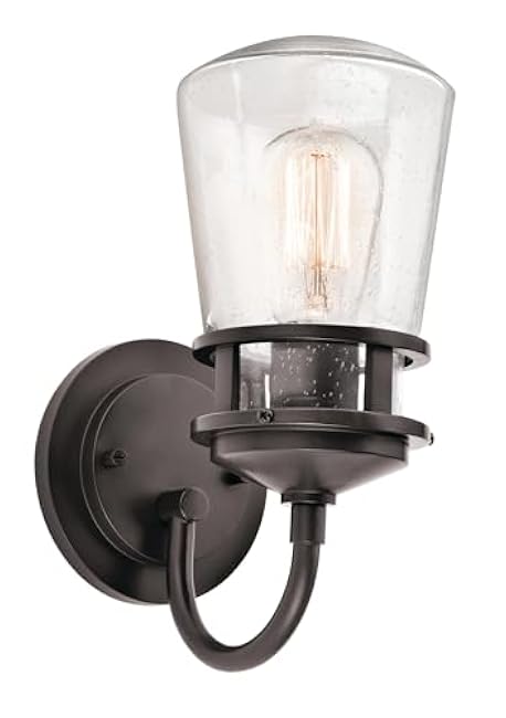 Kichler Lyndon 11.25 Wall Sconce in Architectural Bronze, 1-Light Indoor Outdoor Wall Light with Clear Seeded, (11.25 H x 5 W), 49444AZ