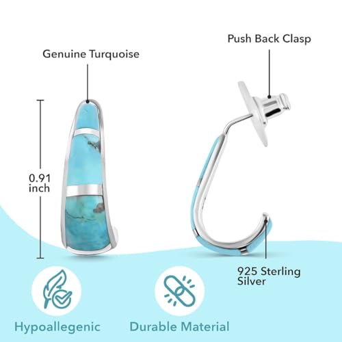 Turquoise Earrings for Women in 925 Sterling Silver Beach Boho Western Hoop Earrings Turquoise Jewelry Wedding Anniversary Birthday Gifts for Womens3