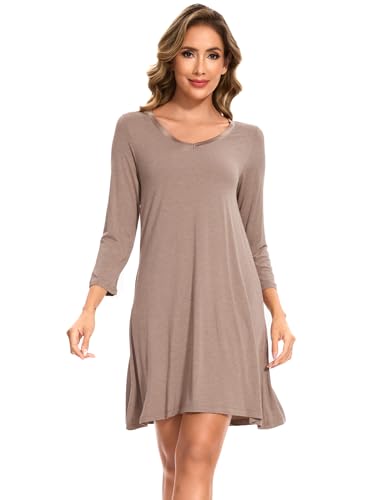 Image of GYS Womens Bamboo Viscose Nightgown Super Soft Lightweight Night Shirts for Sleeping