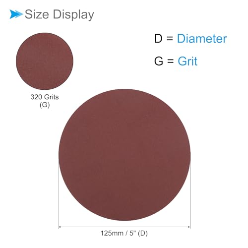 CoCud PSA Schleifscheiben, Durchmesser 5 Zoll, Körnung 320, selbstklebendes Schleifpapier - (Anwendungen: für Holz- und Metallbearbeitung), 10 Stück