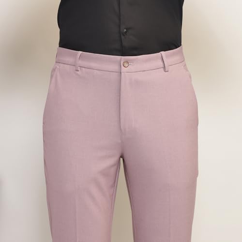 Image of SUBTRACT Men 4 Way Stretch Wrinkle Free Slim Fit Formal Trouser in with 2 Inch Flexible Waistband | Men's Trousers for Office Or Party