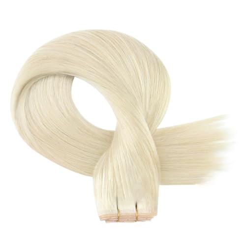 Image of Full Shine Ovo Weft Hair Extensions 16 Inch 80G Platinum Blonde Human Hair