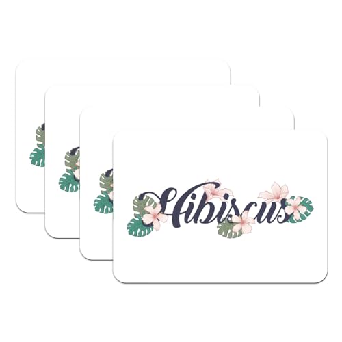Sets de table blanc hibiscus caoutchouc grand format décoration chic jardin - 2