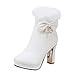 Yowablo Schuhe Damen Mode Reine Farbe Runde Zehen Reißverschluss Stiefel Square Heels Casual (40,Weiß)