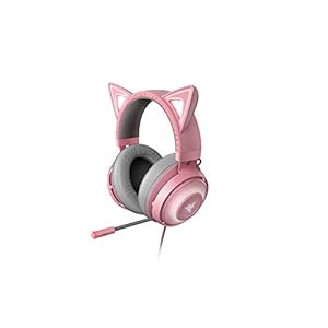 Razer Kraken Kitty – Gaming Headset (Das Katzenohren-Headset mit RGB Chroma-Beleuchtung, Mikrofon mit aktiver Rauschunterdrückung, THX Spatial Audio, Bedienelemente an der Ohrmuschel) Pink/Quartz
