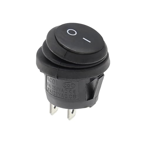 Interrupteur de bateau rond SPST 3 pin 12V 250V AC noir lot de 50 pièces