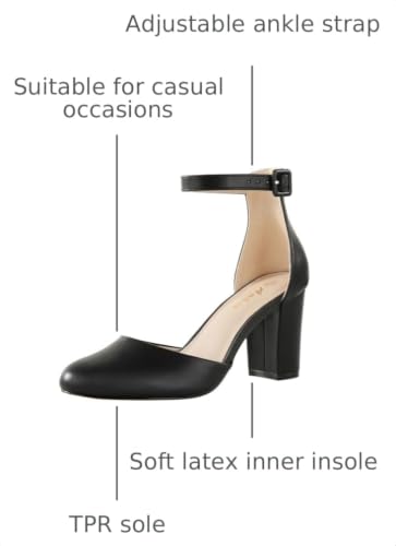 Image of Ankis Closed Toe Heels for Women -Black Nude White Silver Gold Womens Heels Closed Round Toe Chunky Block Pumps Shoes, 3 Inch